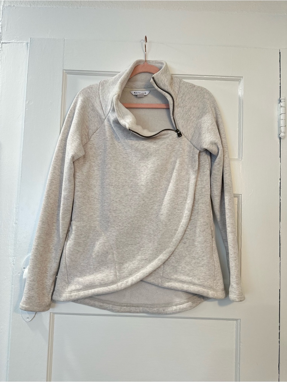 Women’s Athleta Heather Gray Hoodie Asymmetrical Neckline XXS